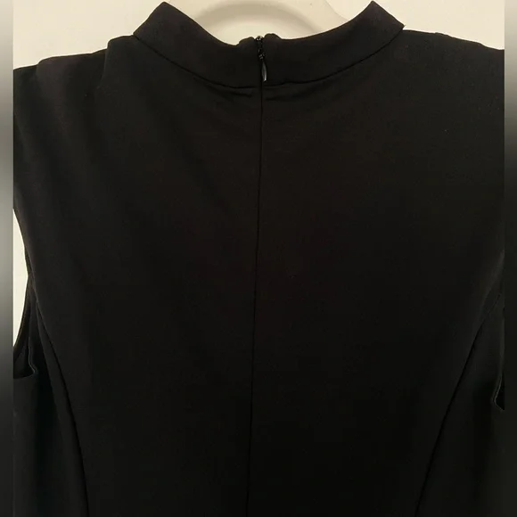 Black A line formal high neck dress with cap sleeves and crystal neckline​ - Picture 8 of 10